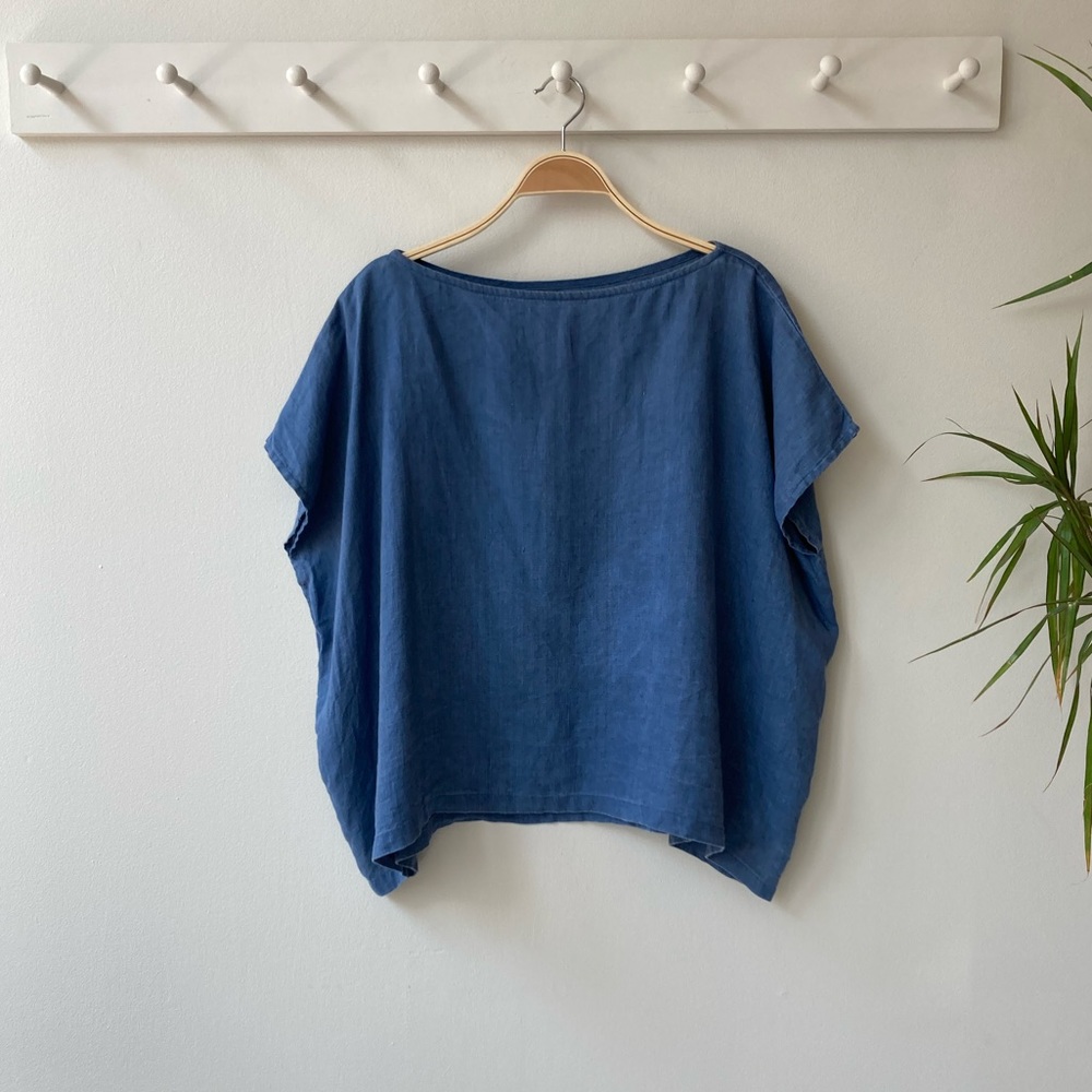 Not Perfect Linen Indigo Florence Square Box Top - One Size